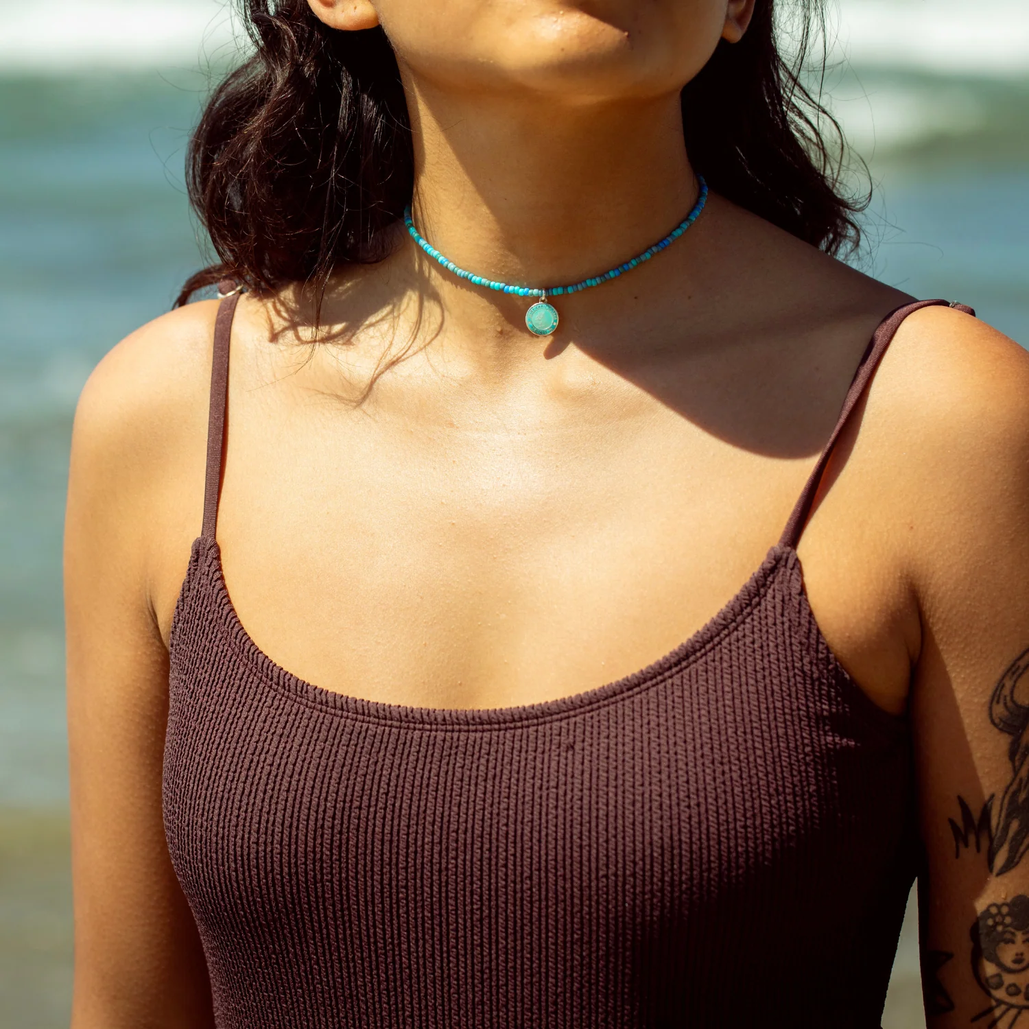 Blue Lagoon Beaded Choker - Teal / Teal - Image 3