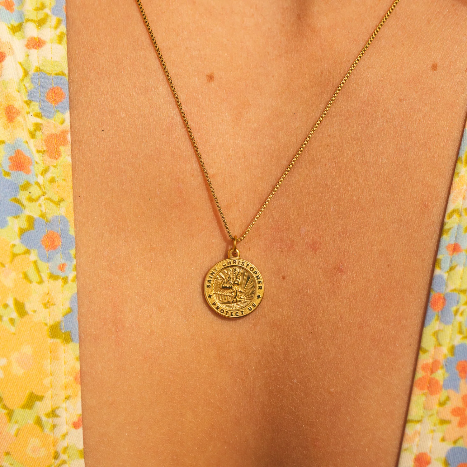 Gold St. Christopher Medallion Necklace - Image 2