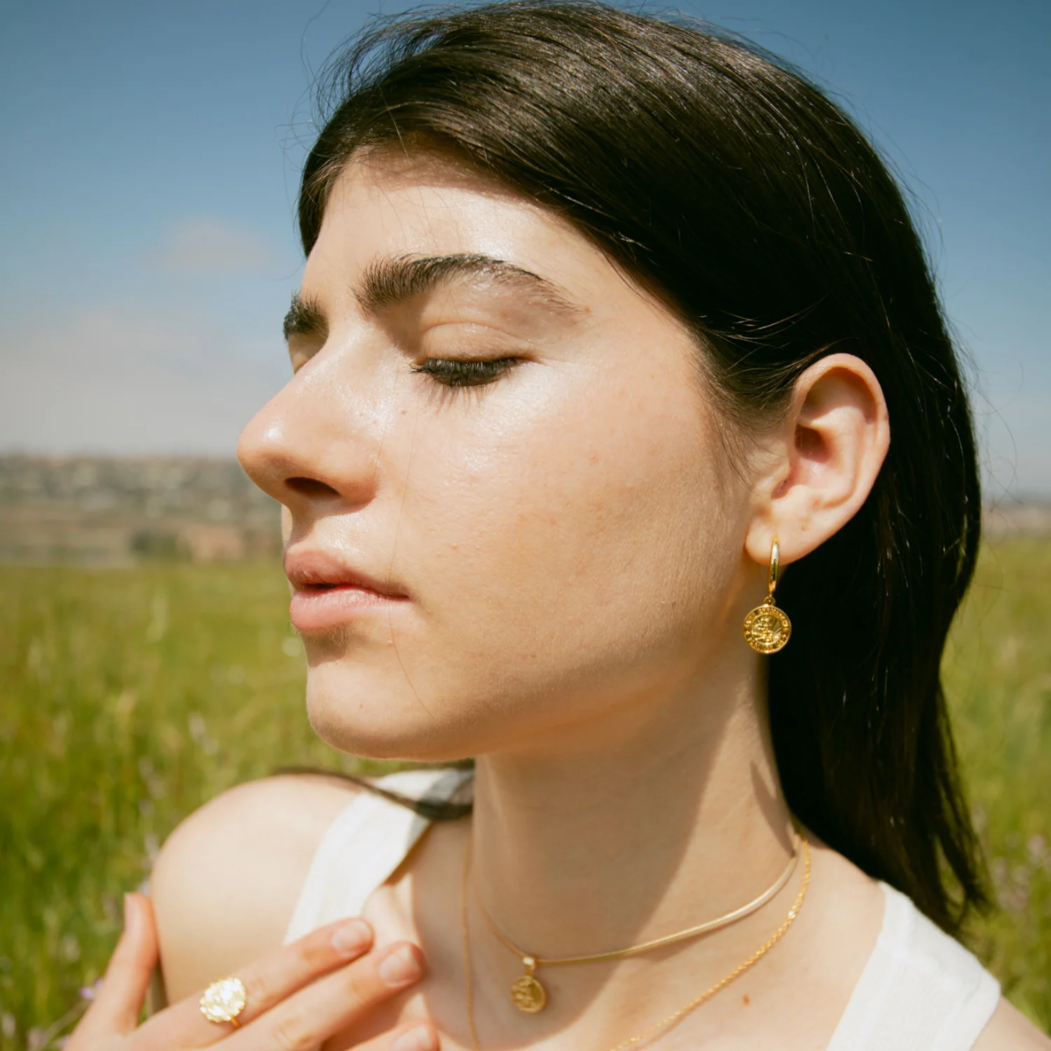 Gold St. Christopher Earrings - Image 3