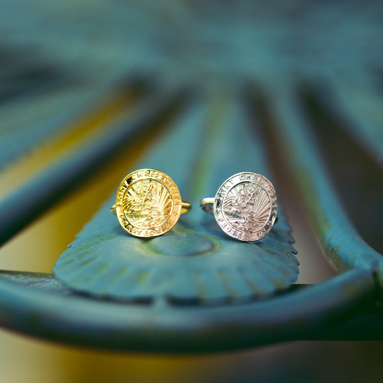 Gold St. Christopher Medallion Ring - Image 3