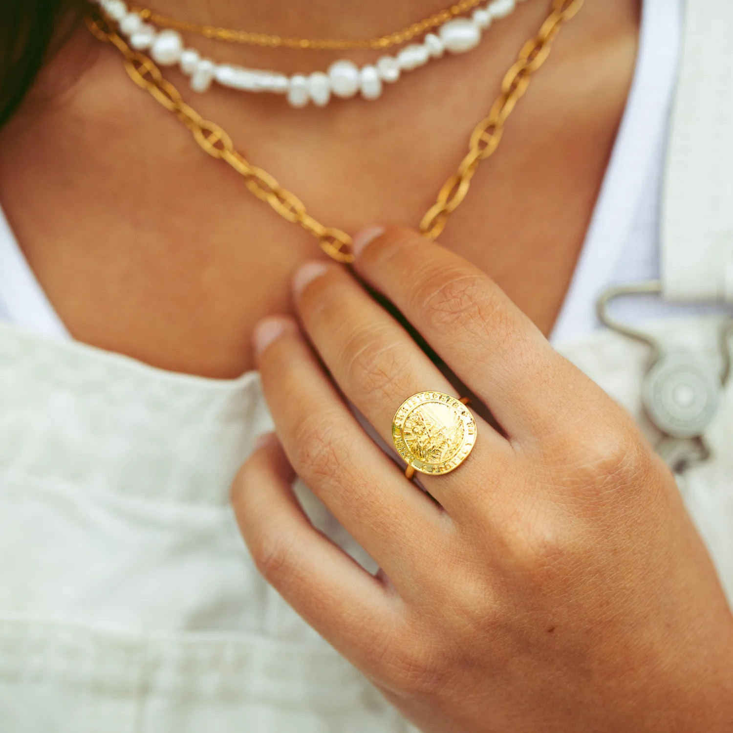 Gold St. Christopher Medallion Ring - Image 4