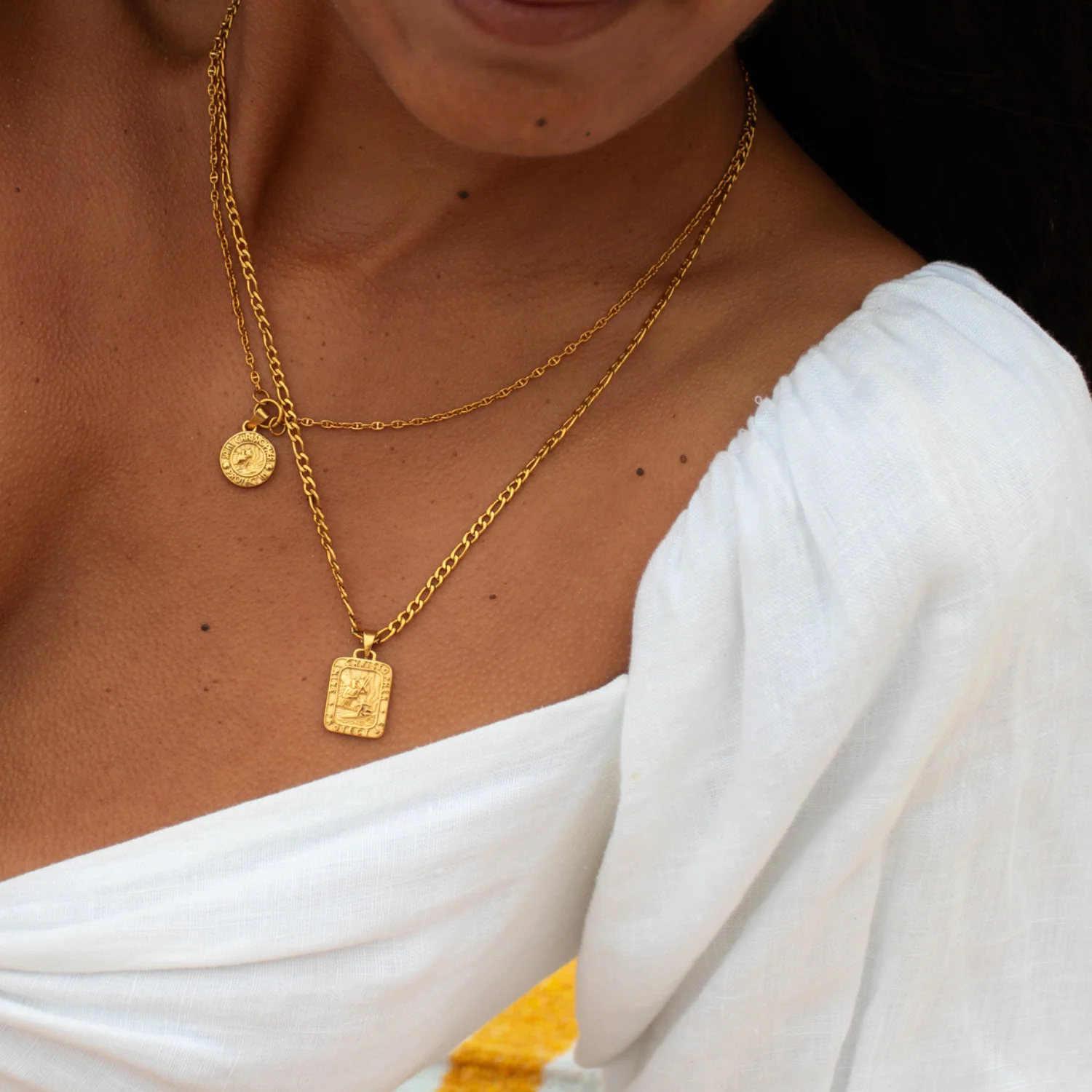 The Gold Traveler Rectangle Necklace - Image 3
