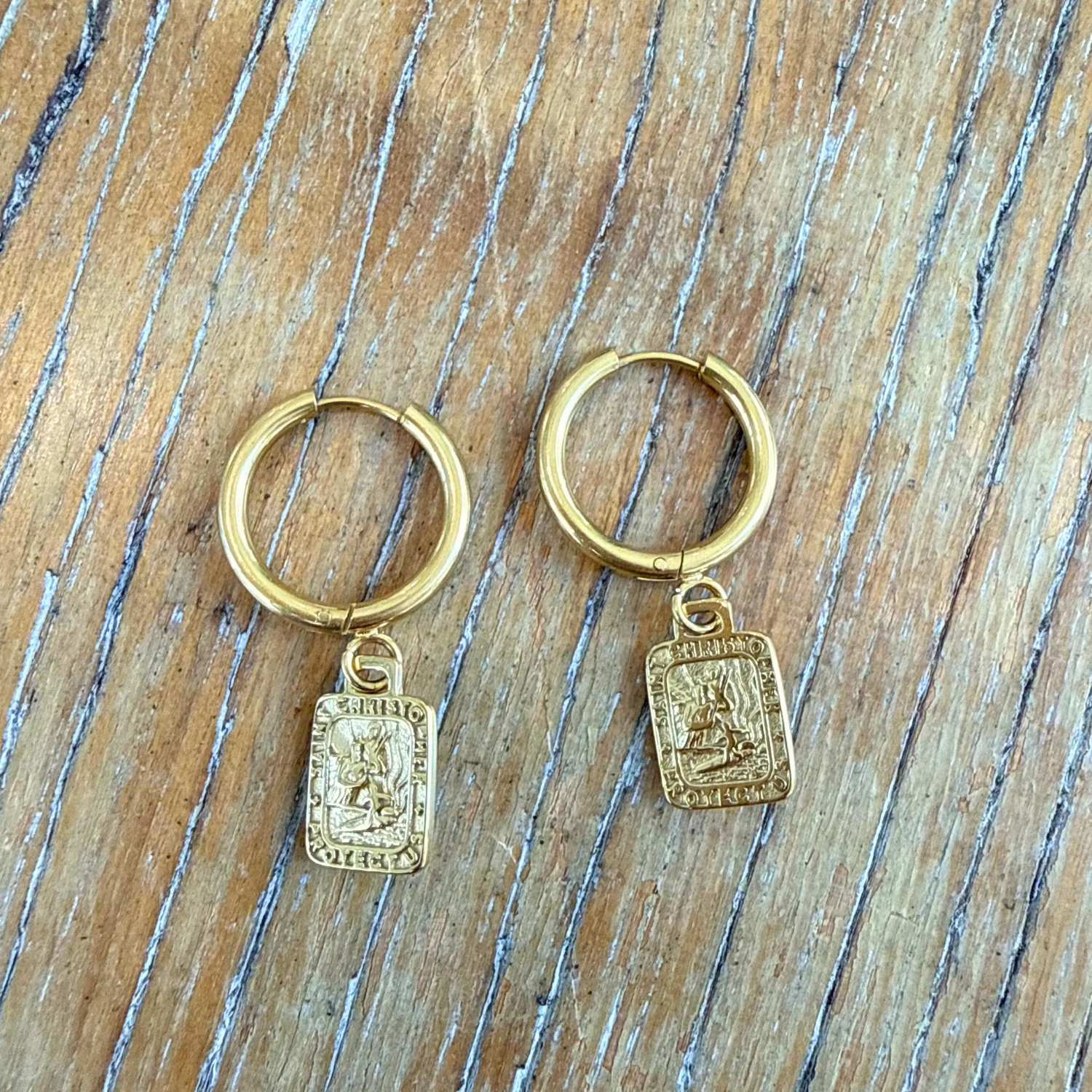 The Imperfect Archive  - Gold Rectangle Earrings - Image 3