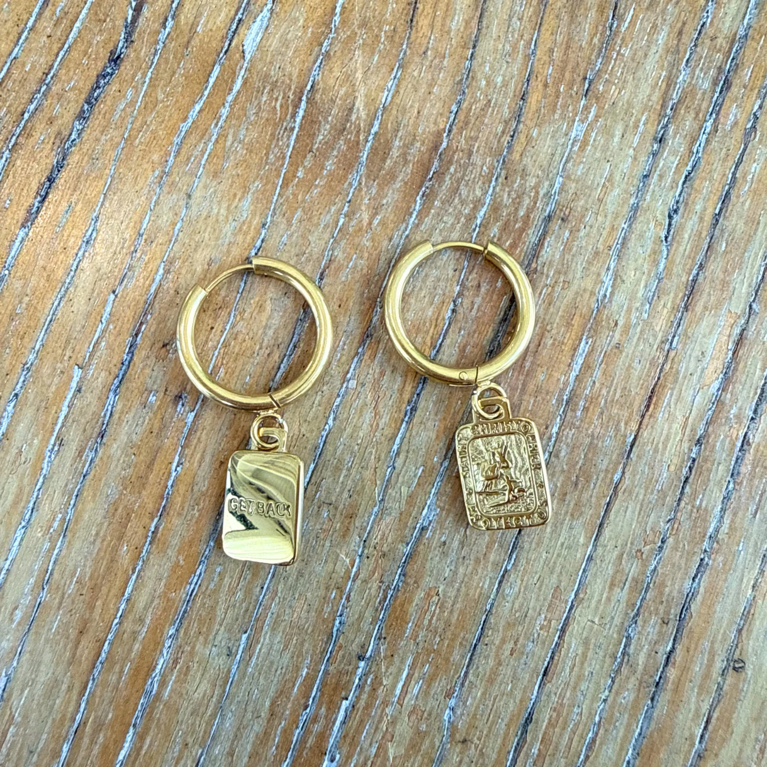 The Imperfect Archive  - Gold Rectangle Earrings - Image 4
