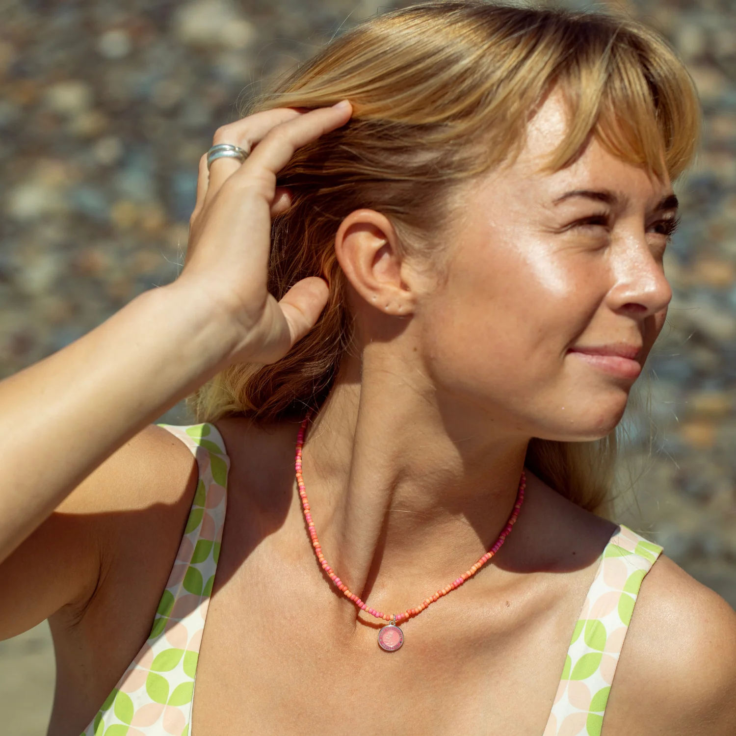 Pink Palms Beaded Choker - Watermelon Pink - Image 6