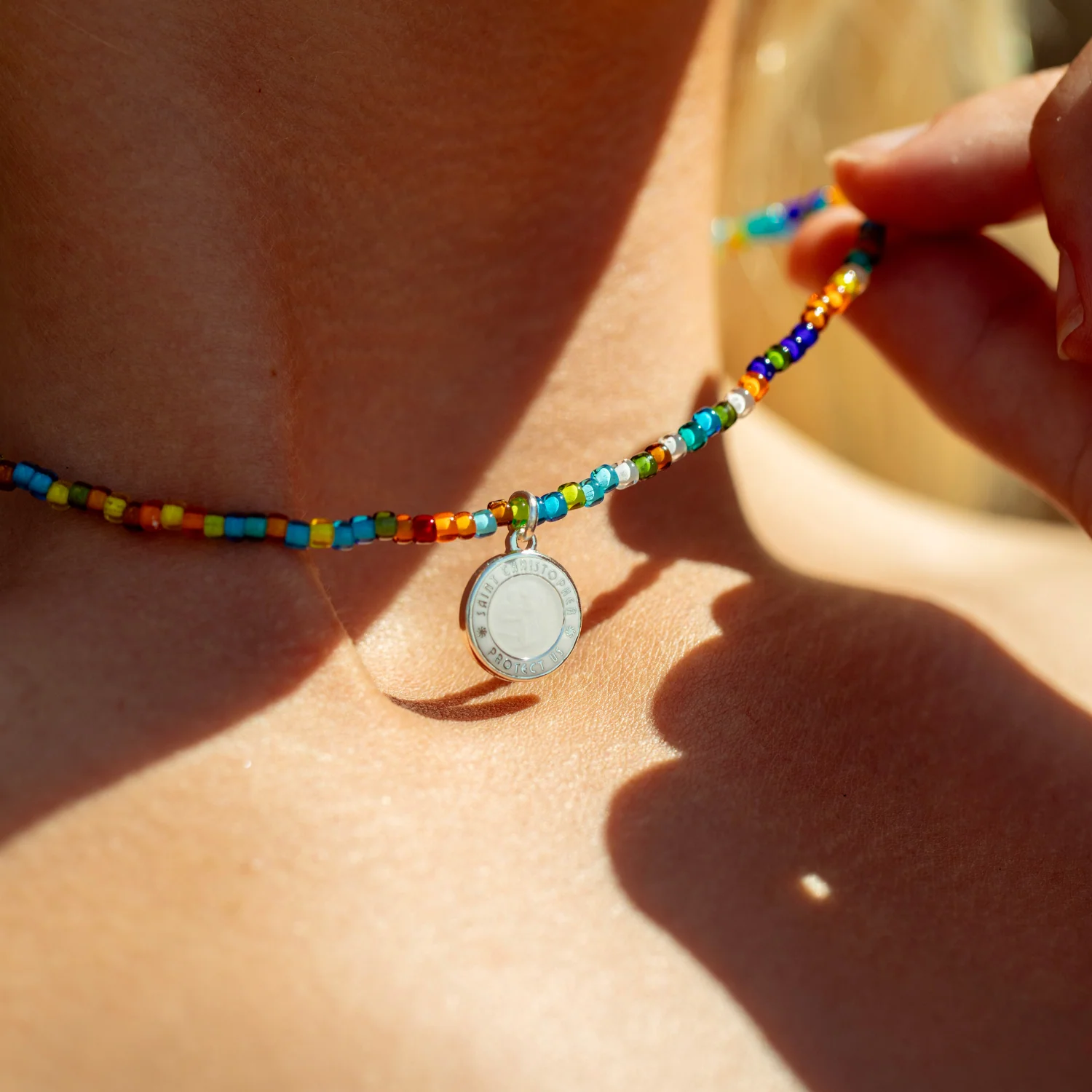 Retro Rainbow Beaded Choker - White / White - Image 6