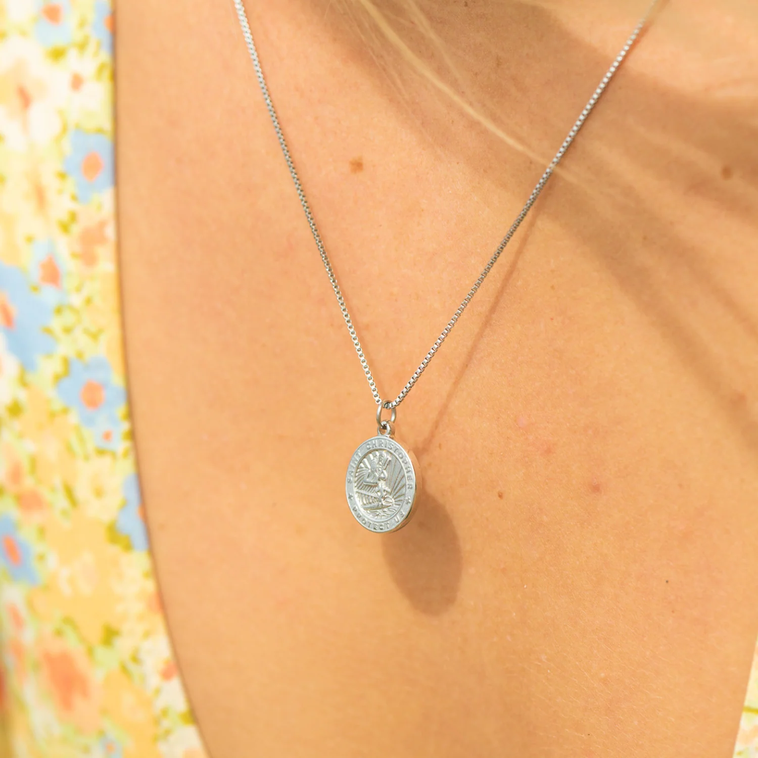 Silver St. Christopher Medallion Necklace - Image 4