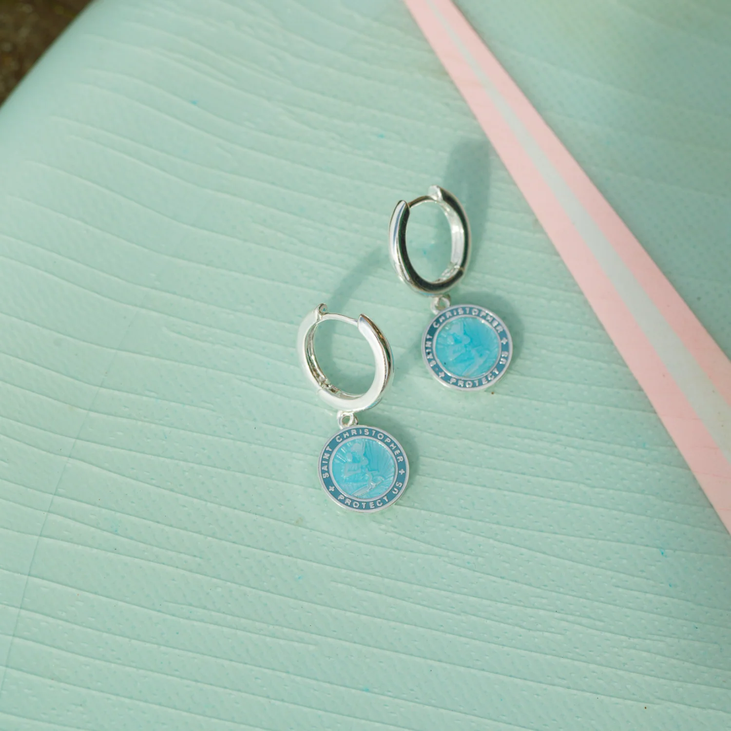 St. Christopher Earrings - Denim Blue - Image 3