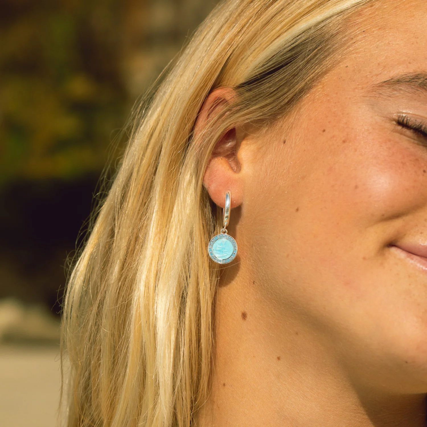 St. Christopher Earrings - Denim Blue - Image 4