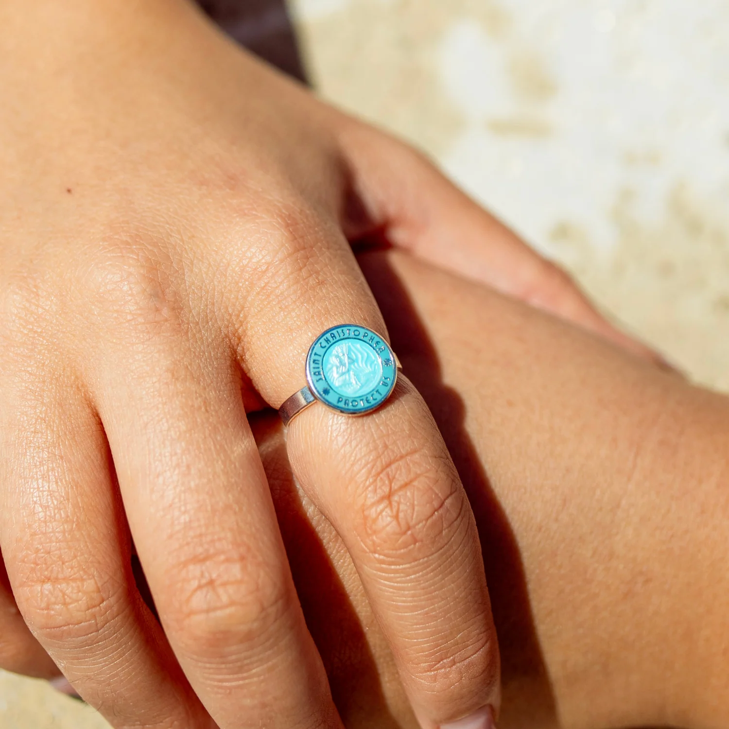 St. Christopher Ring - Aqua / Aqua - Image 3