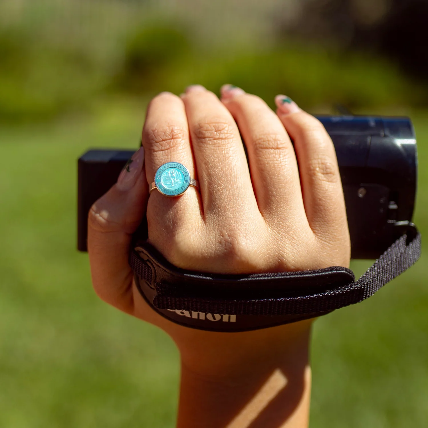 St. Christopher Ring - Aqua / Aqua - Image 4