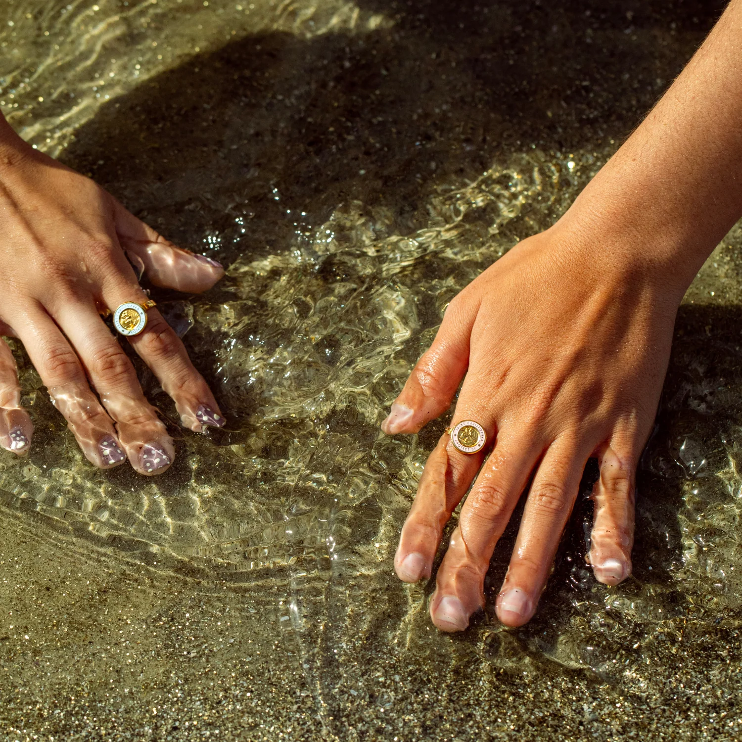 St. Christopher Ring - Gold / Pink - Image 4