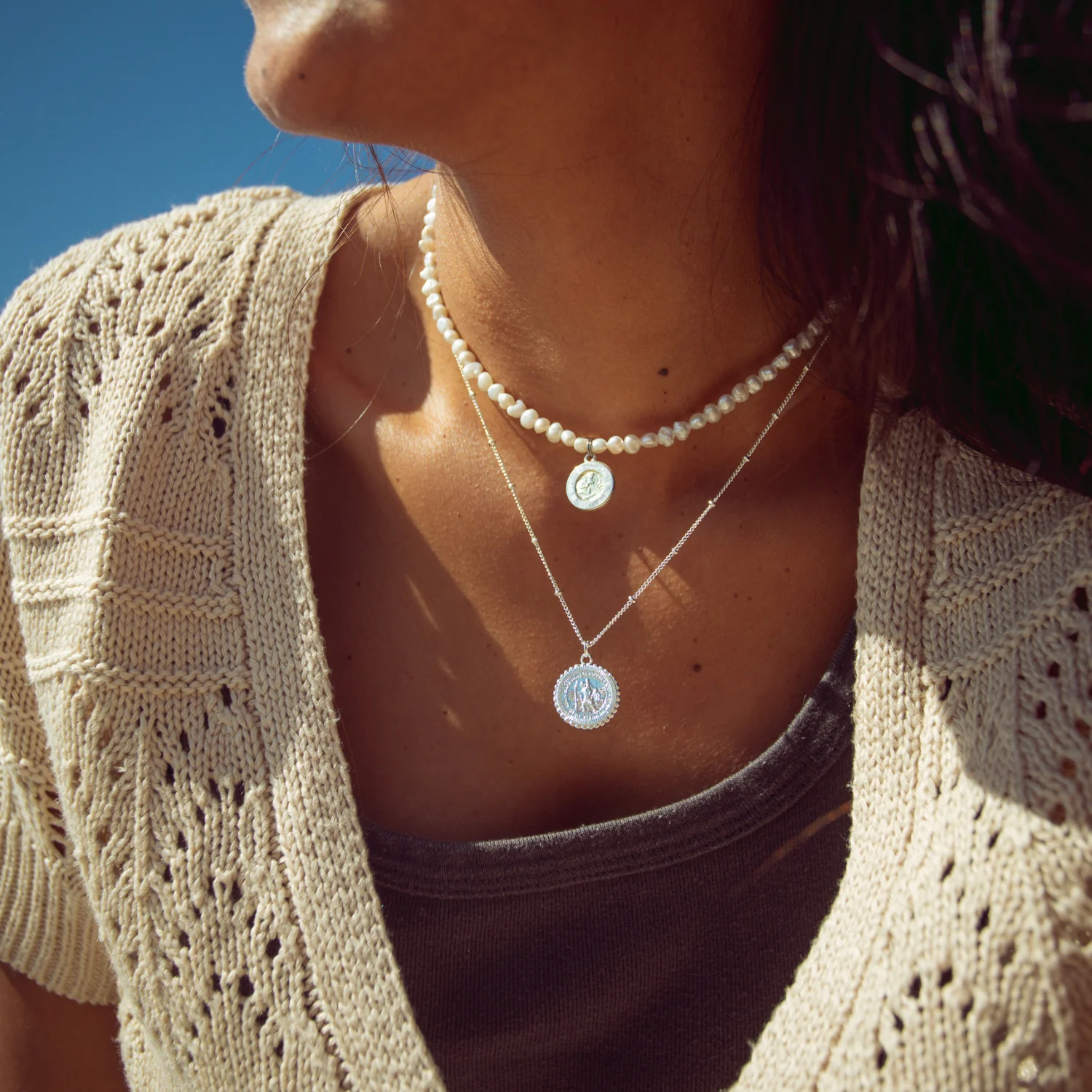 St. Christopher Satellite Coin Necklace - Silver - Image 5